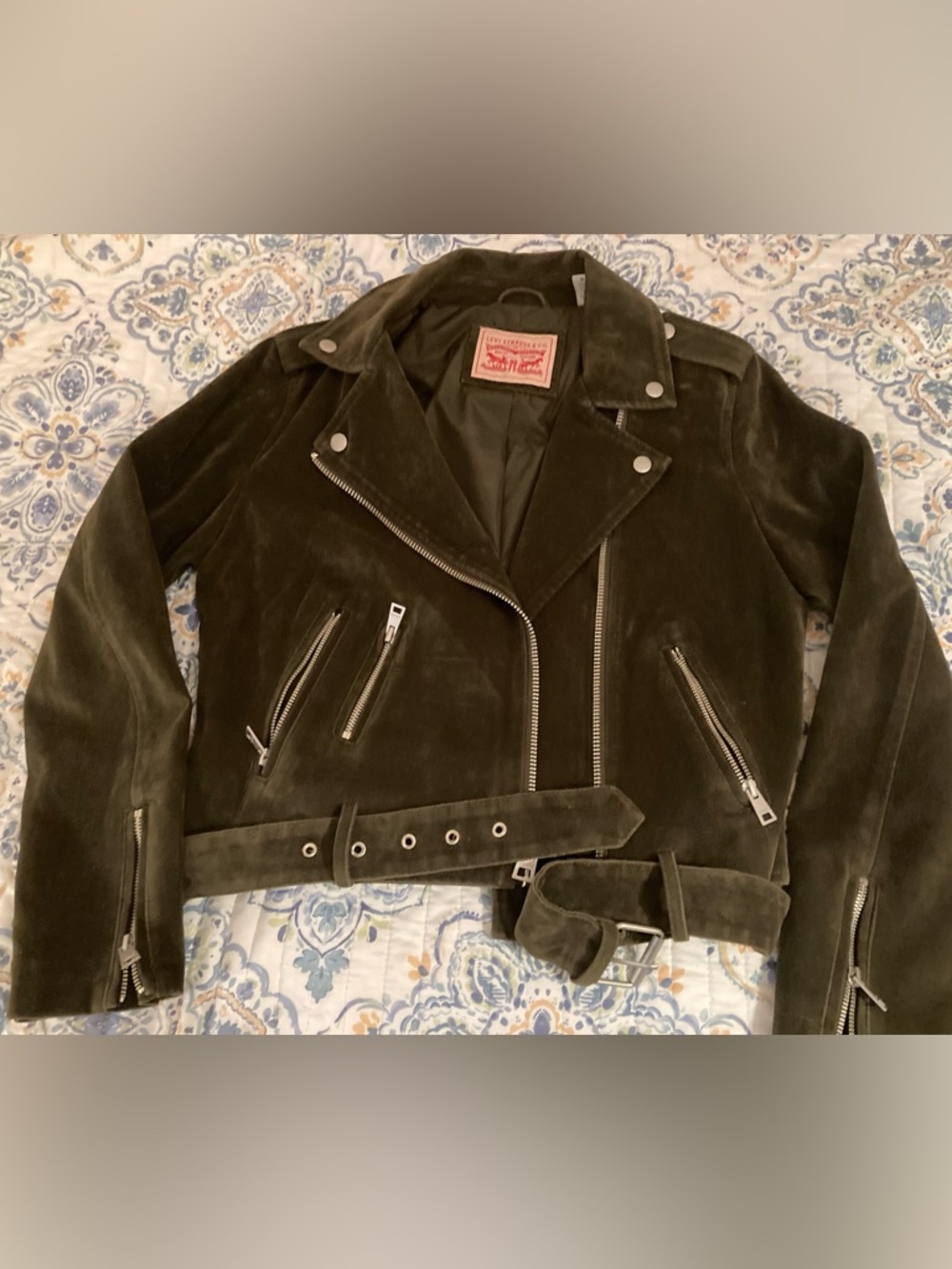 Levi's Olive Green Faux Suede Moto Jacket -NWOT